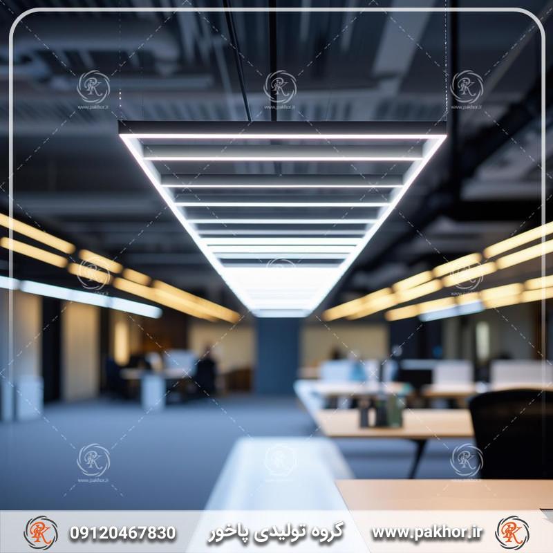 نورپردازی خلاقانه دفتر کار با پروفیل لاین نوری