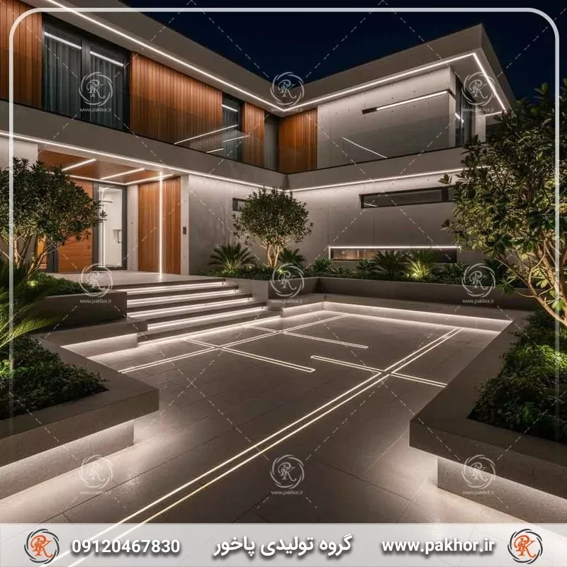 طراحی نور خطی در خانه دوبلکس و پله