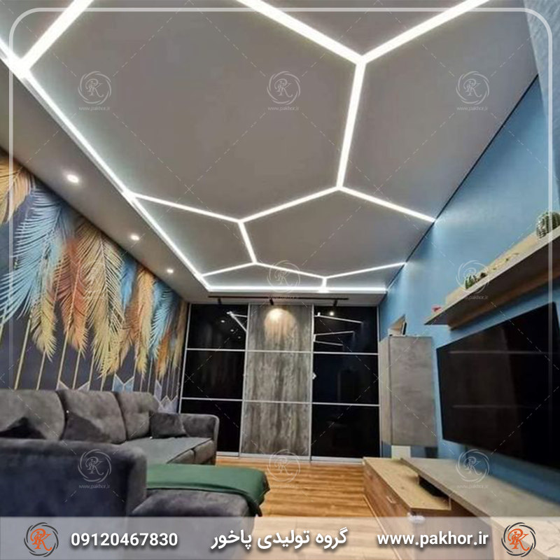 ترکیب زیبا از سقف و لاین نوری کناف برای طراحی داخلی