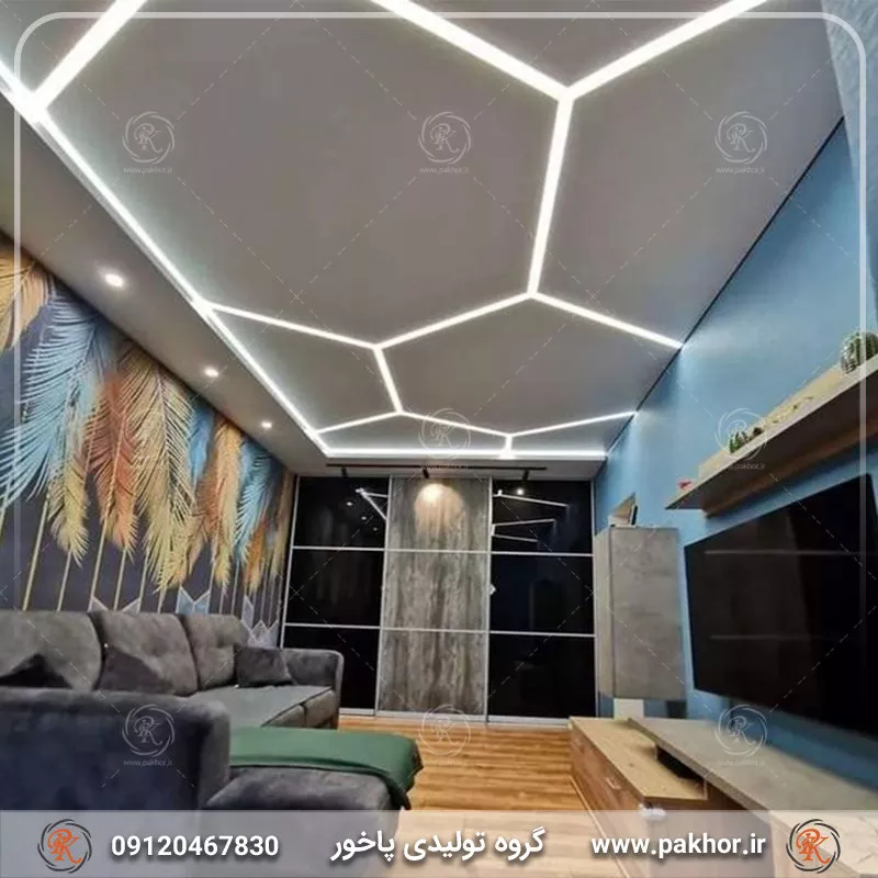 ترکیب زیبا از سقف و لاین نوری کناف برای طراحی داخلی