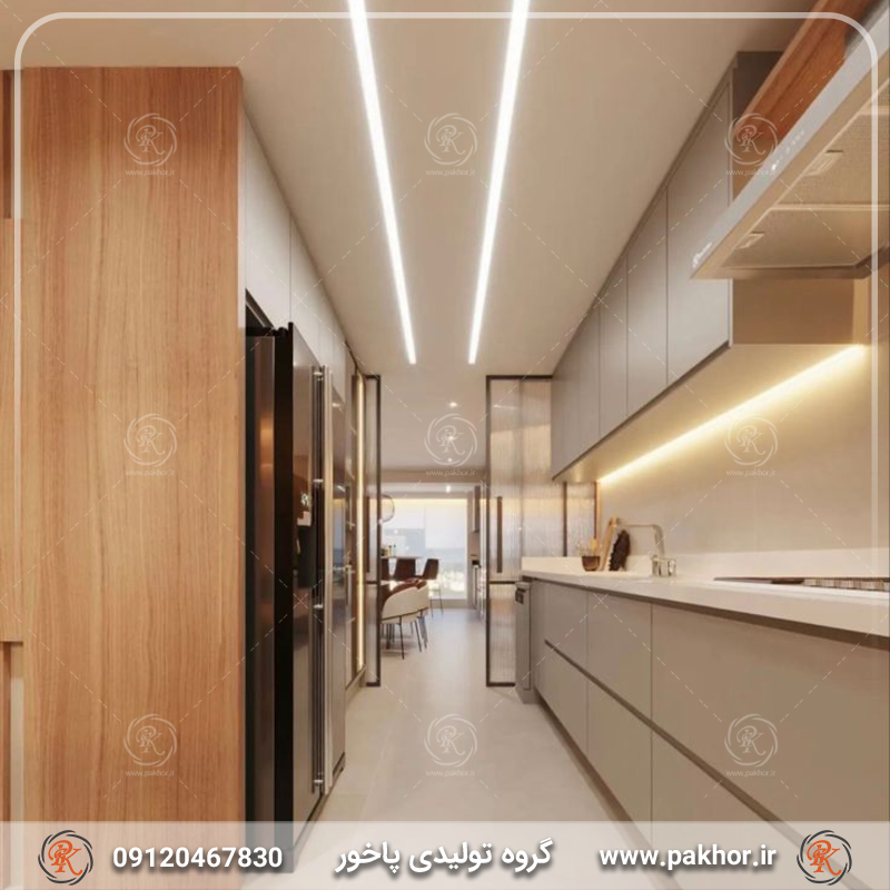 نورپردازی سقف و کابینت با پروفیل لاین نوری 