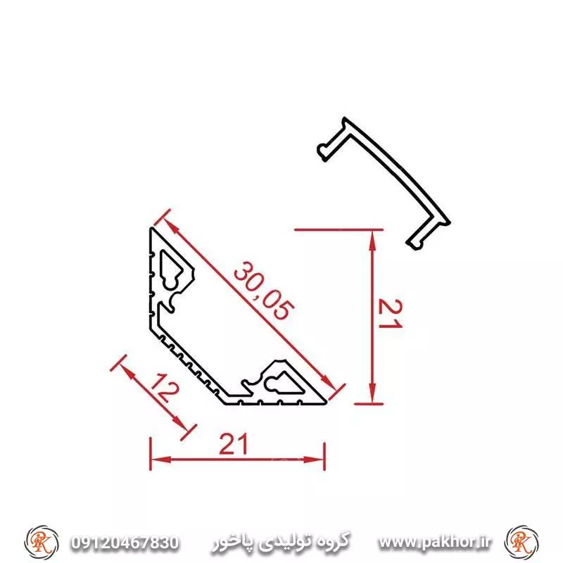 پروفیل نورخطی،لاین نوری کنج کد N2