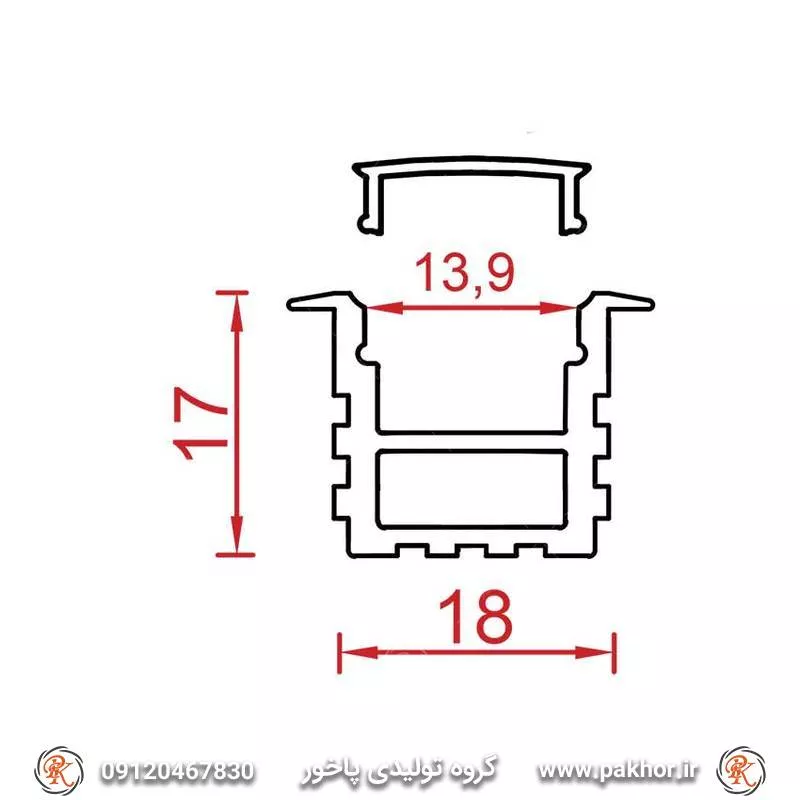 پروفیل نورخطی،لاین نوری توکار با تیغه وسط کد N4