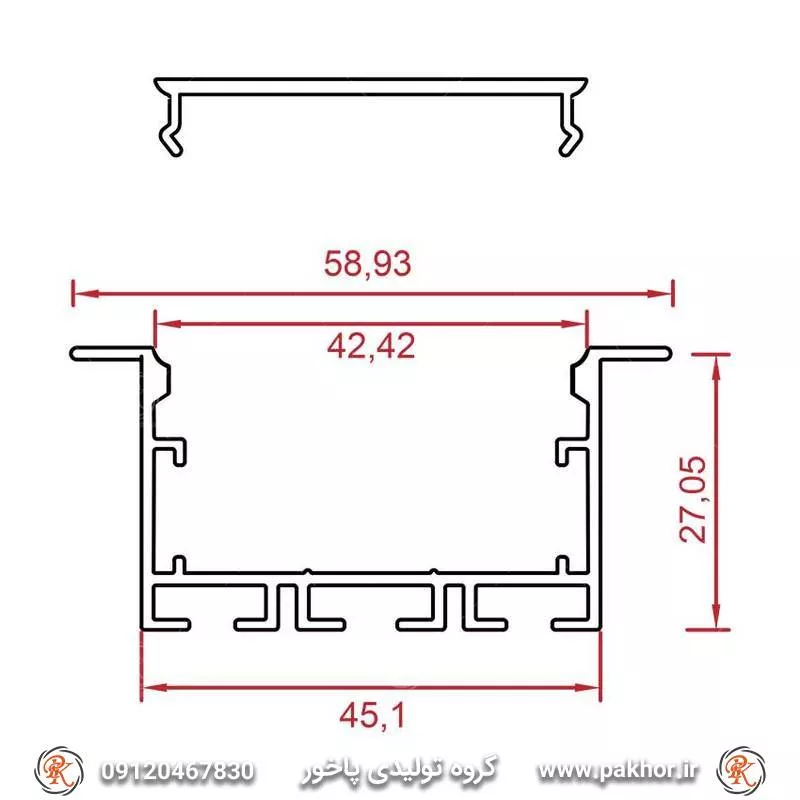 پروفیل نورخطی،لاین نوری 4.5 سانتی کد N25