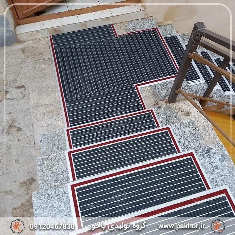 نمونه اجرا شده پادری آلومینیومی شیار دار موکت دو سانتی کد M5