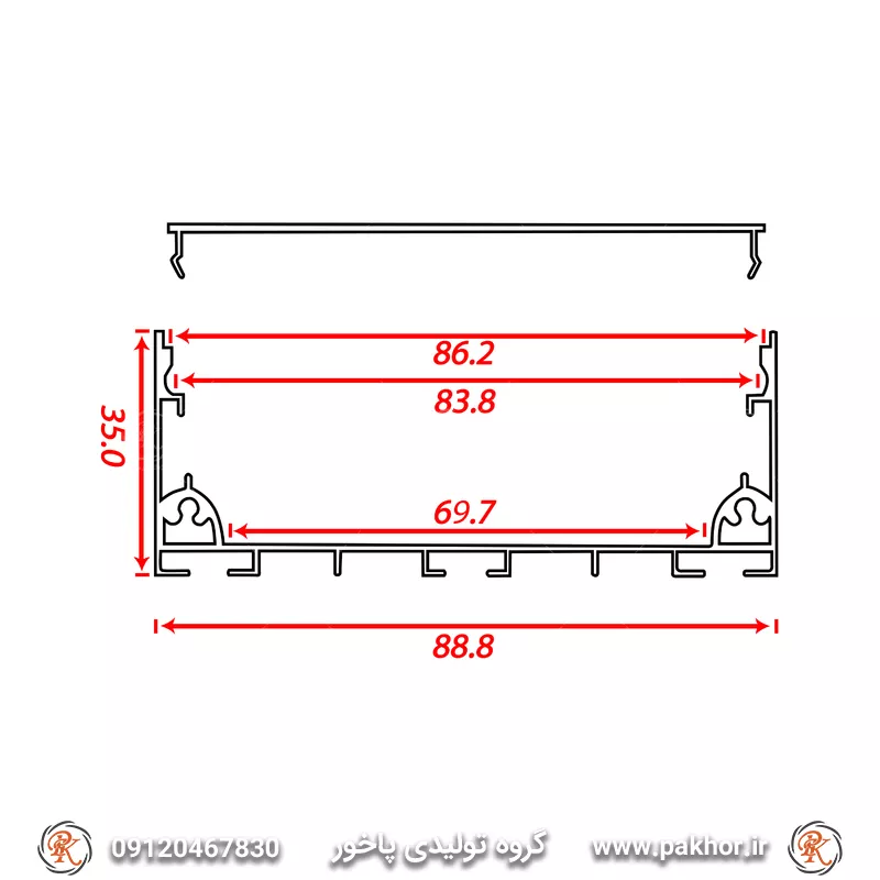نورخطی، لاین نوری 8 سانتی بدون لبه به همراه دیفیوزر کد N14